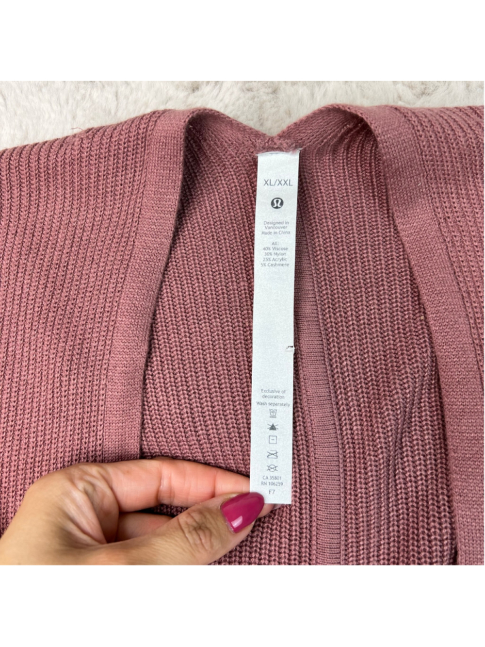 Lululemon Cardigan Sweater Womens Size XL/XXL Mauve Pink Open Front Knit Cashlu - Picture 4 of 7